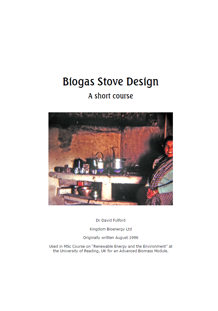 Biogas Stove Design - A Short Course