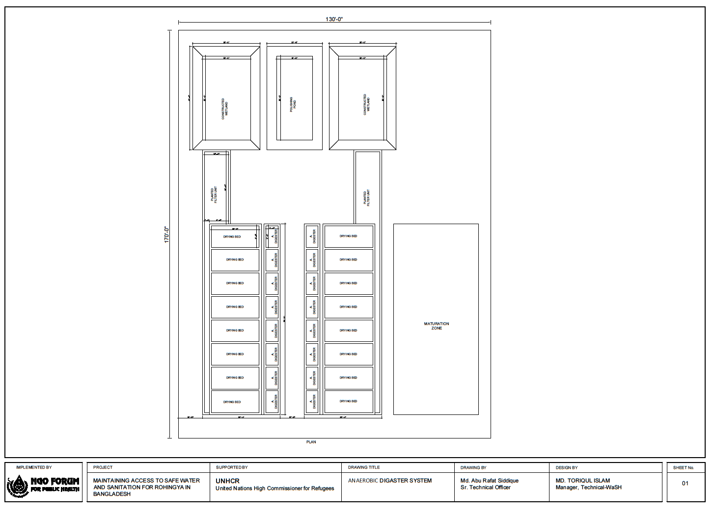 Design of Anaerobic Digester with Drying Bed and Constructed Wetland