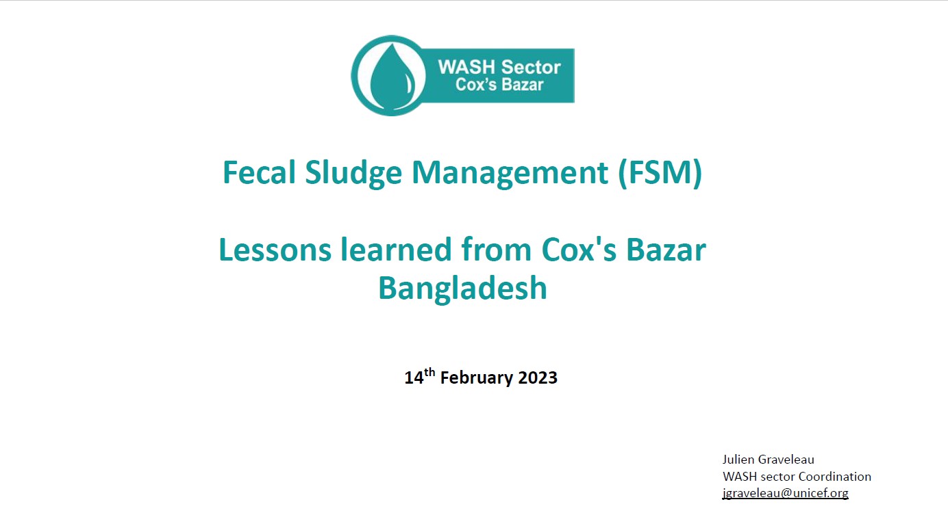 FSM TWiG Session - Lessons Learned from Cox's Bazar, Bangladesh